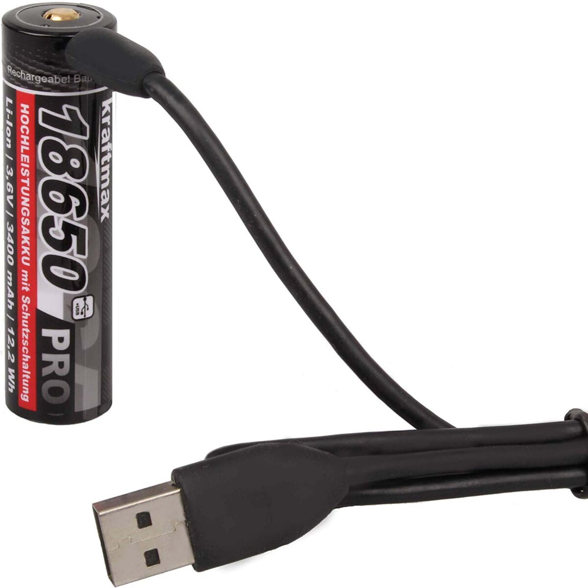 Kraftmax|18650|Pro|AKKU|3400mAh|Micro|USB|Ladeanschluss, 18,50 €